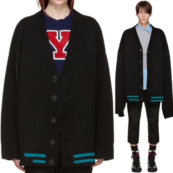 beautiful RAF SIMONS GIVENCHY Oversized Knit Wool Cashmere Blend Cardi Sz L - Picture 1 of 6